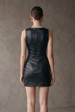 Load image into Gallery viewer, Faux Leather Boat Neck Mini Dress