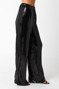 OLIVACEOUS SEQUIN PANTS