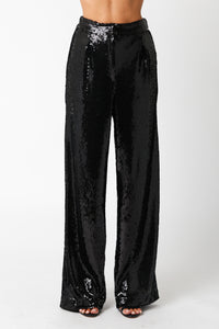 OLIVACEOUS SEQUIN PANTS