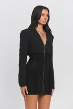 Load image into Gallery viewer, Zip-up Blazer Mini Dress W/ Lace Contrast

