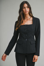 Load image into Gallery viewer, Tailored Longline Square Neckline Button Jacket
