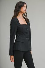 Load image into Gallery viewer, Tailored Longline Square Neckline Button Jacket

