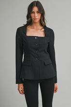 Load image into Gallery viewer, Tailored Longline Square Neckline Button Jacket
