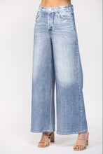 Load image into Gallery viewer, Washed Denim Print Wide Leg French Terry Pants
