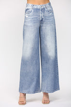 Load image into Gallery viewer, Washed Denim Print Wide Leg French Terry Pants
