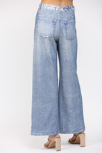 Load image into Gallery viewer, Washed Denim Print Wide Leg French Terry Pants
