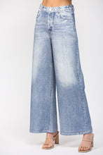 Load image into Gallery viewer, Washed Denim Print Wide Leg French Terry Pants
