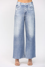 Load image into Gallery viewer, Washed Denim Print Wide Leg French Terry Pants
