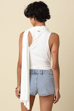 Load image into Gallery viewer, Noah Draped Scarf V-neck Top White
