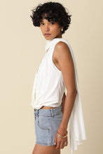 Load image into Gallery viewer, Noah Draped Scarf V-neck Top White
