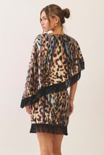 Load image into Gallery viewer, Animal Print Fringe Hem Poncho Top
