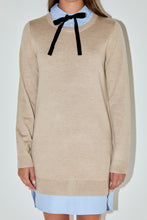 Load image into Gallery viewer, Knit Bow Tie Collar Mini Dress
