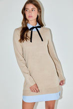 Load image into Gallery viewer, Knit Bow Tie Collar Mini Dress
