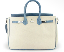 Load image into Gallery viewer, Denim &amp; canvas beach tote (medium)
