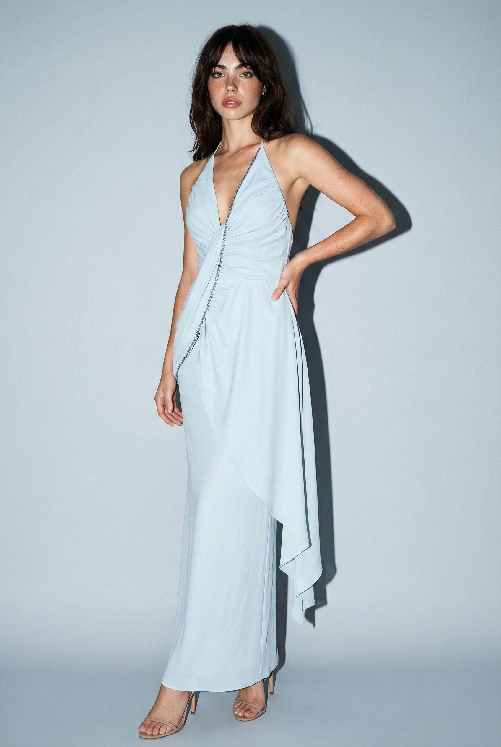 Plunge Drape Maxi Dress – Essence Clothing