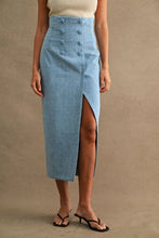 Load image into Gallery viewer, High waisted denim midi skirt ￼
