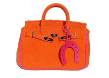Load image into Gallery viewer, Orange terry beach tote (small)
