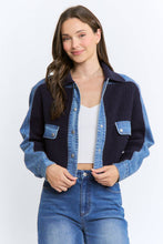 Load image into Gallery viewer, Denim sweater jacket
