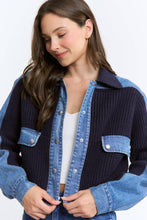 Load image into Gallery viewer, Denim sweater jacket
