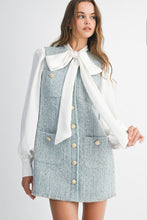 Load image into Gallery viewer, Tie neck tweed mini dress
