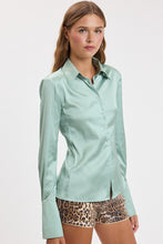 Load image into Gallery viewer, Sliky Satin Shoulder Pad Tailored Structure Blouse
