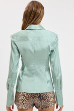 Load image into Gallery viewer, Sliky Satin Shoulder Pad Tailored Structure Blouse
